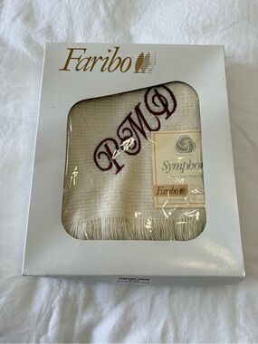 Faribo | VTG Symphony Ivory Fringed Throw | 50x60” Embroidered Initials “PMD”